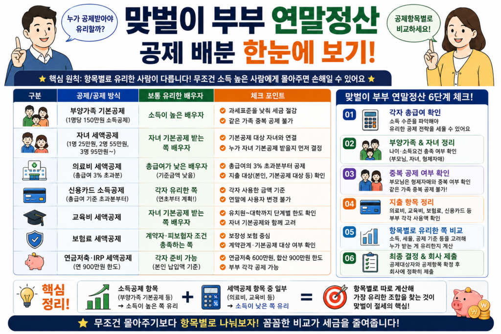 맞벌이 부부 연말정산 자녀 부양가족 의료비 공제 배분 방법