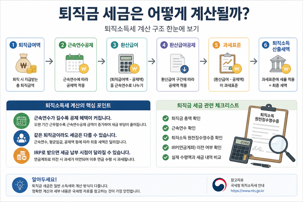026 퇴직금 세금 퇴직소득세 계산 방법