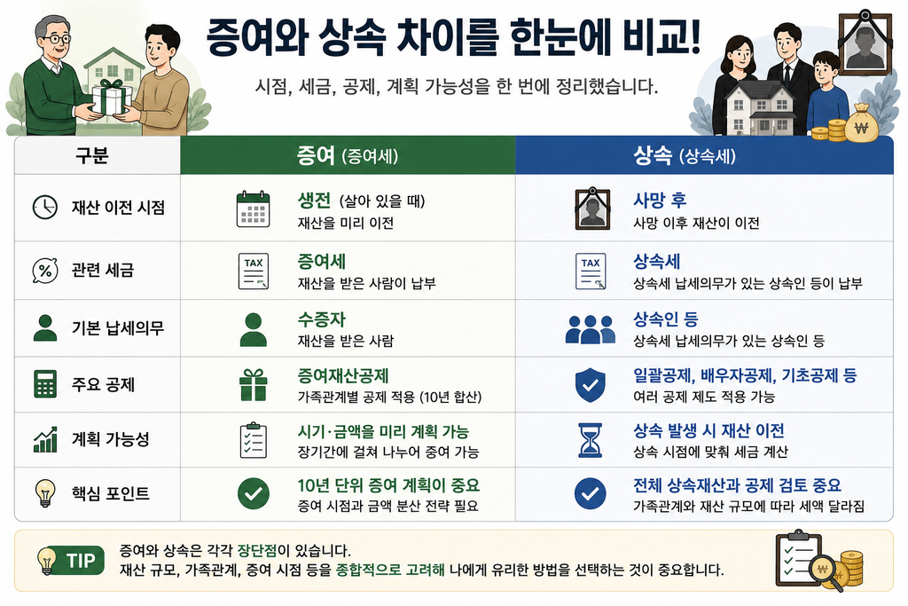 사전증여재산 합산 기준 — 상속인 10년 / 상속인 외 5년