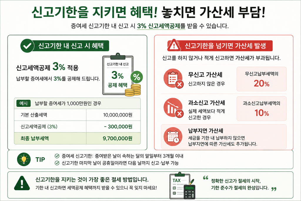  증여세 신고기한 계산법 - 증여받은 달의 말일부터 3개월