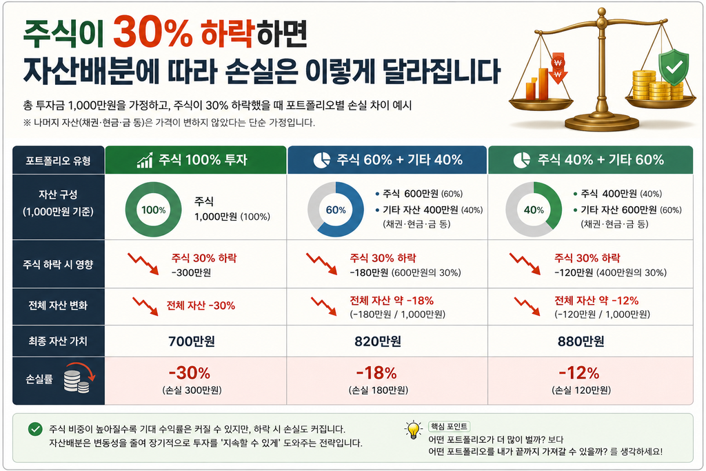 자산 배분에 따라 손실은 이렇게 달라집니다