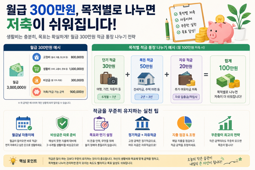 월급 300만원 적금 금액과 목적별 적금 통장 나누기