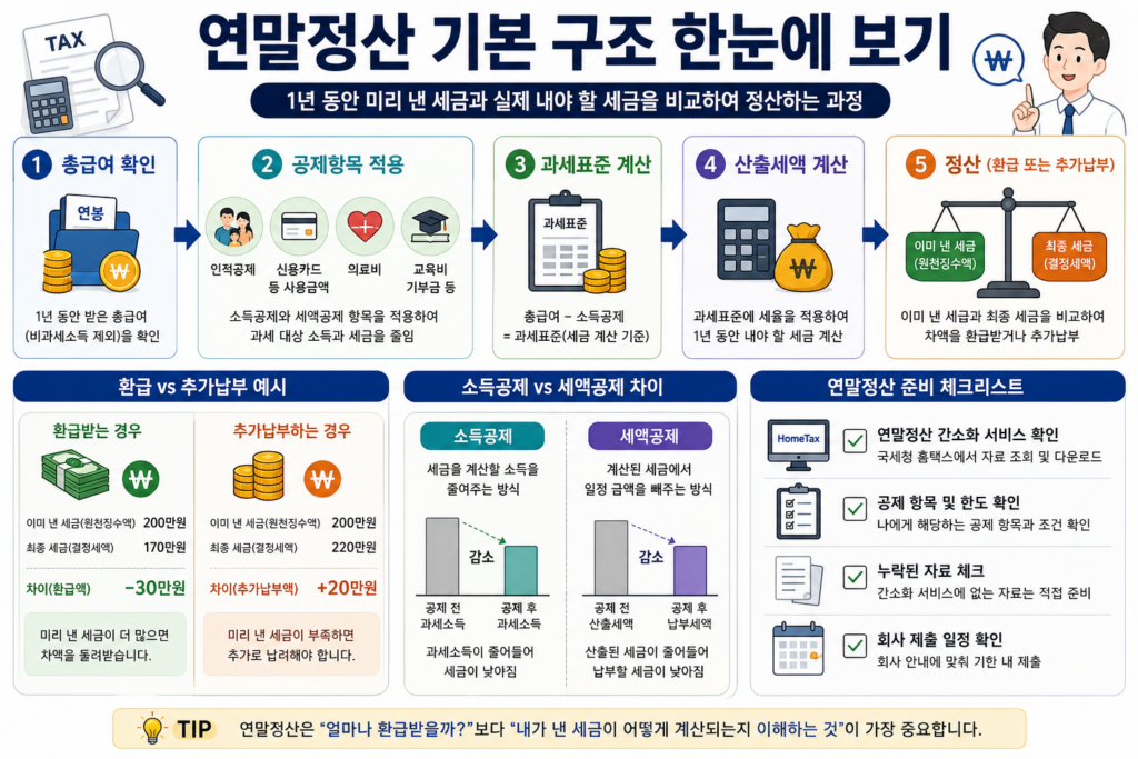 직장인 연말정산 소득공제와 세액공제 기본 구조