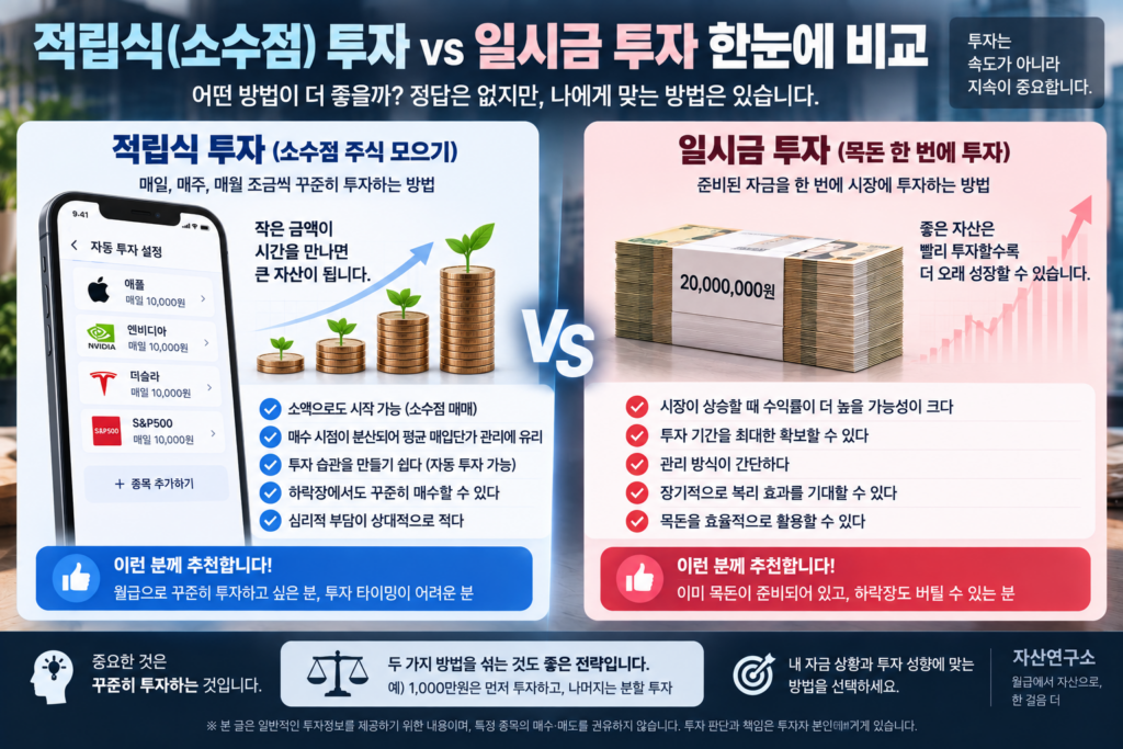 주식 모으기 목돈 투자 장단점 비교